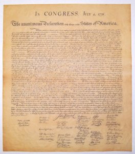 Declaration of Independence antiqued parchment replica document